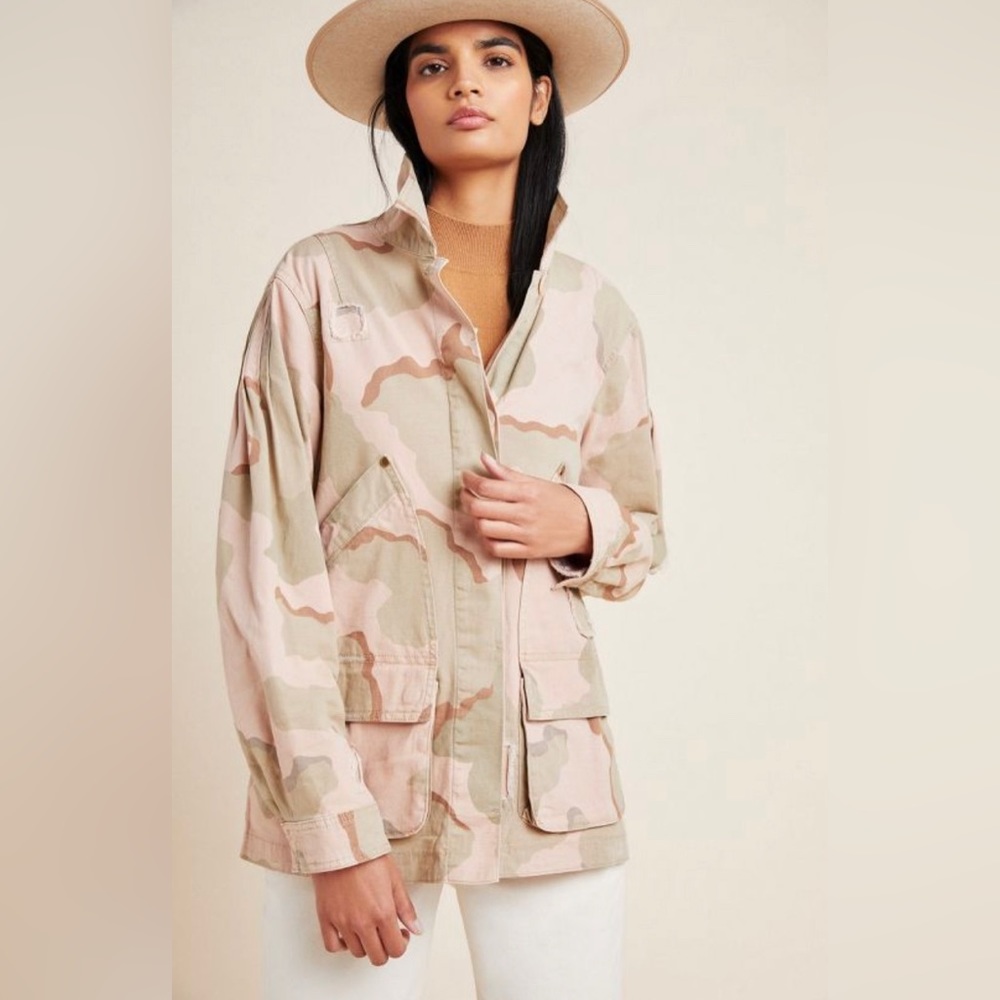NWT Anthropologie Pink Camouflage Jacket Small